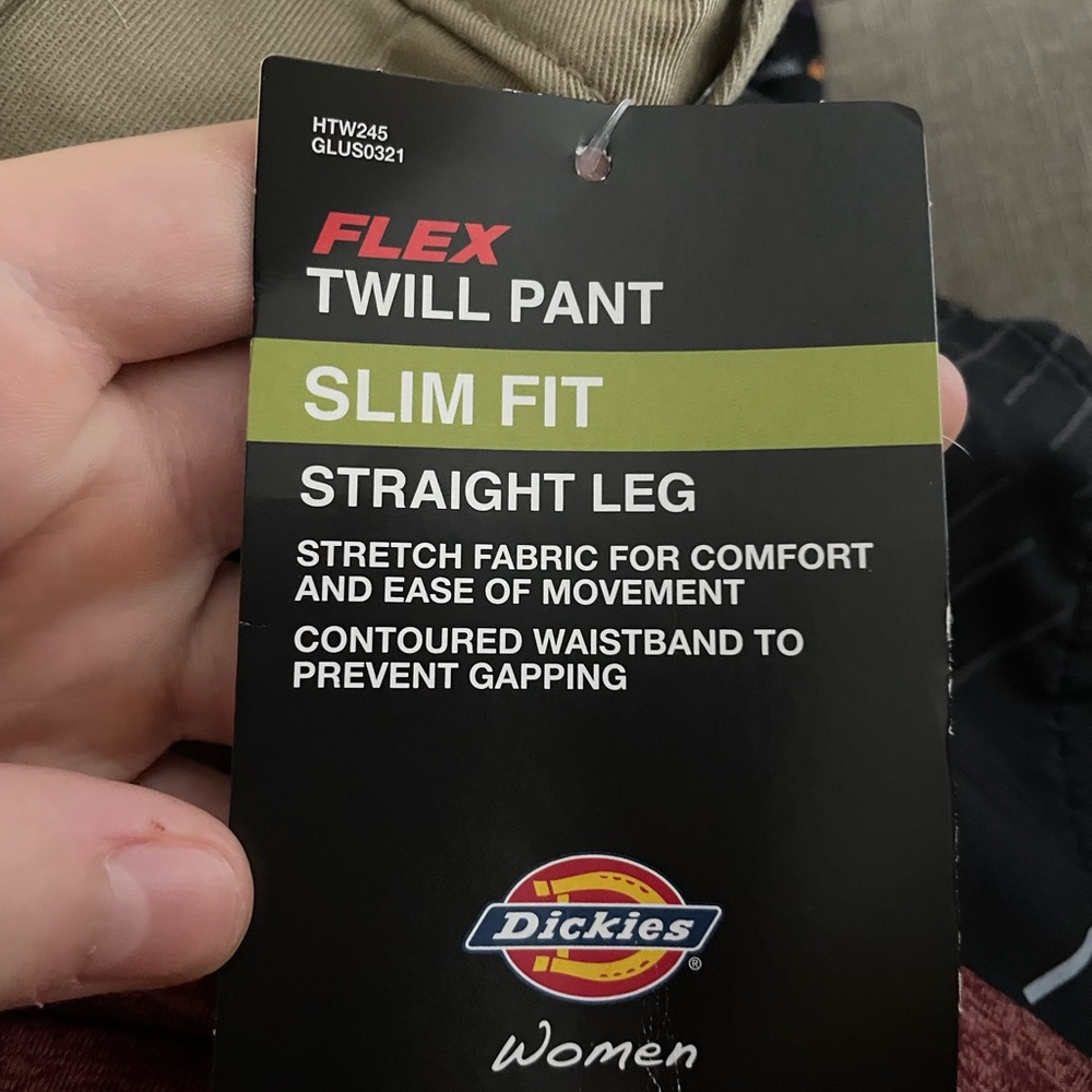 Womens dickies khaki slim fit  straight leg twill flex work pant